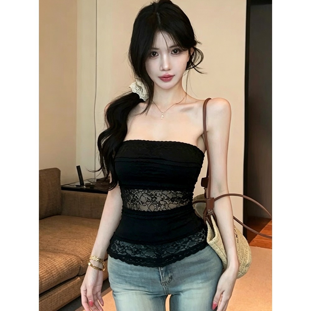 Qingsun ผู้หญิงสีพื้นเสื้อเกาะอก แต่งตัวเข้ารูปร่าง รูปที่ 8