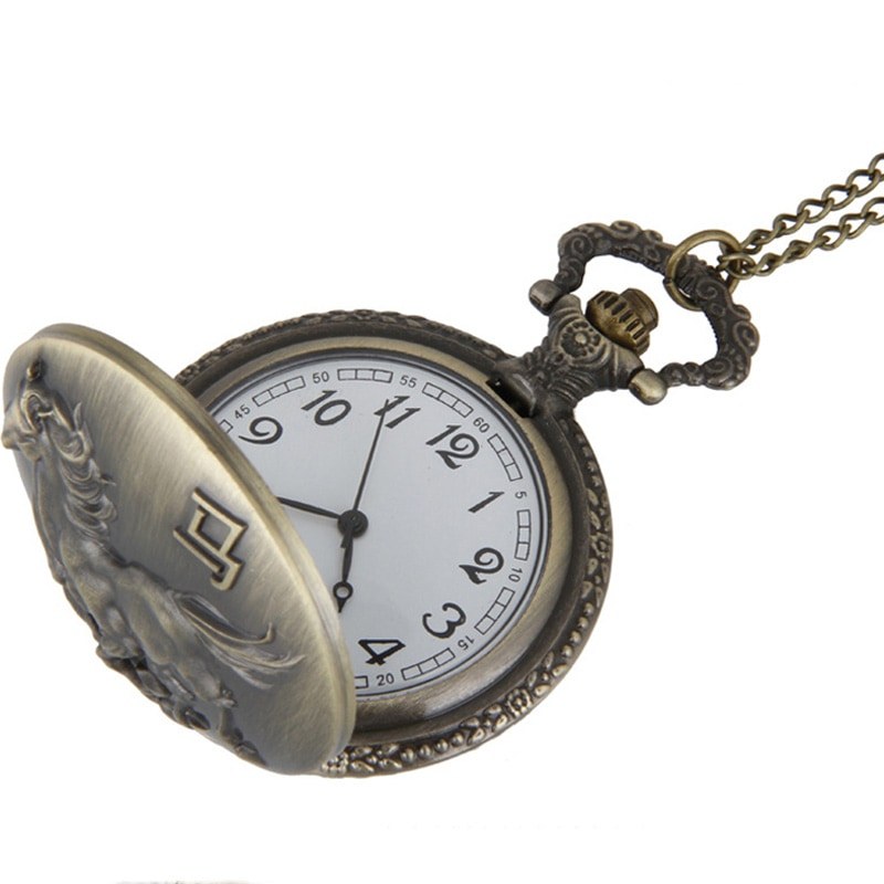 Retro Flip Pocket Watch Zodiac Pocket Watch ของขวัญนักเรียนสร้อยคอหมายเลขนาฬิกาขนาดใหญ่ผู้สูงอายุ