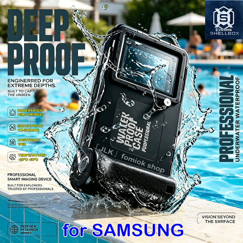 SAMSUNG เคสกันน้ำ มืออาชีพ [SHELLBOX] 15M/50FT Underwater Waterproof Diving Phone Case สําหรับ Samsu