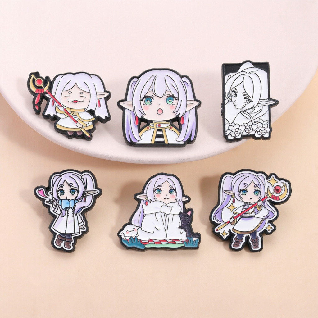 ญี่ปุ่นอะนิเมะตัวอักษร Chibi เคลือบ Pin Kawaii สาว Frieren เข็มกลัดโลหะชุดอินเทรนด์อุปกรณ์เสริมสําหรับแฟนคอสเพลย์อะนิเมะ