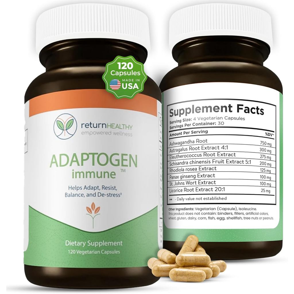 Adaptogen Immune, Adaptogens Supplements, Ashwagandha Supplements with Siberian Ginseng, Astragalus 