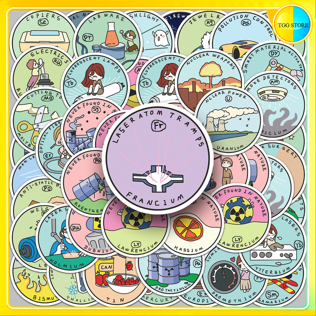 🚚พร้อมส่ง🚚 118แบบ สติกเกอร์ การ์ตูน ตารางธาตุ เคมี PTABLE periodic table of elements cartoon sticker