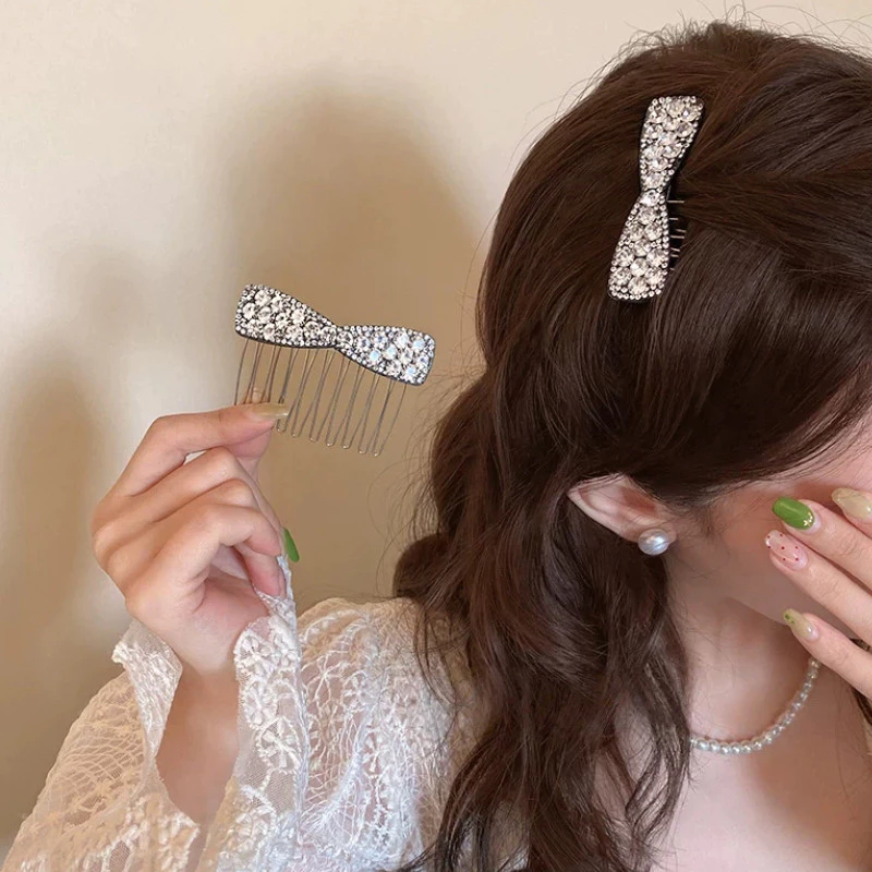 Rhinestone Inverted Comb หวีผมแฟชั่นด้านข้าง High-End Feeling Bangs เครื่องประดับผม