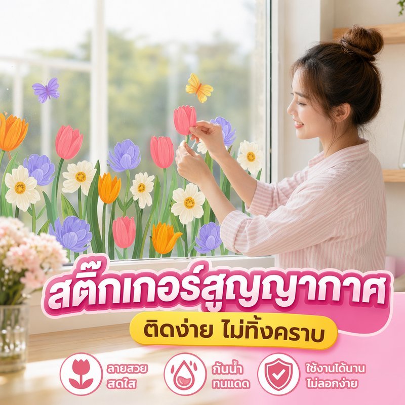 สติ๊กเกอร์สูญญากาศ ติดกระจก ประตูกระจก หน้าต่างร้านค้า ตกแต่งร้านกาแฟ ร้านอาหาร ร้านชานม