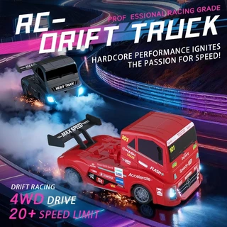 1:24 4WD RC Drift รถบรรทุกรุ่นรถ 20 กม./ชม.ความเร็วสูง 2.4G รีโมทคอนโทรลรถแข่งพร้อมไฟ LED ของเล่นเด็ก