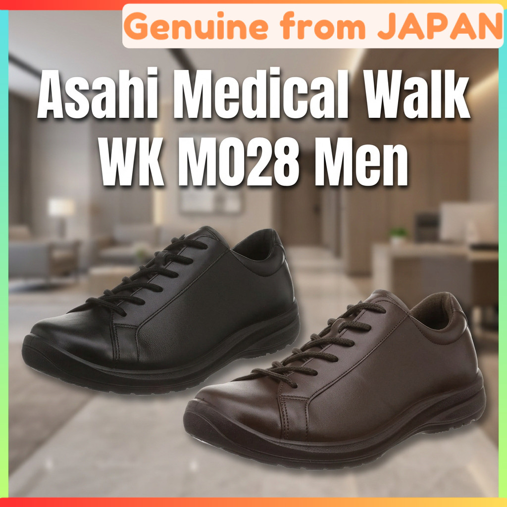 Asahi Medical Walk WK M028 Men Leather Walking Shoes 4E Wide Knee Support Zip