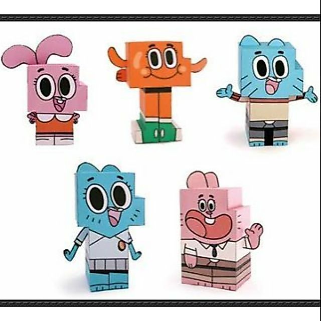 โมเดลกระดาษการ์ตูน[โลกที่น่าตื่นใจของ Gumball]Gumball,Anais,Richard,Nicole,Darwin
