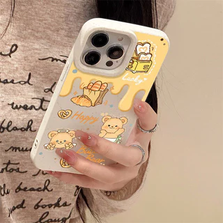 น่ารักการ์ตูนหมีเนยน่ารักTPUนุ่ม เคส IPhone 11 15 13 12 14 Pro Max 7Plus 8Plus 6s 6 7 8 Plus X XR XS MAX SE 2020