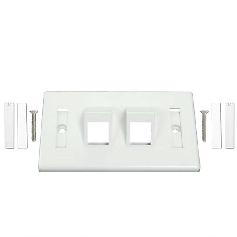 Link US-2342A Angle Face Plate 2 Port, w/Label, Ivory & White with LINK logo