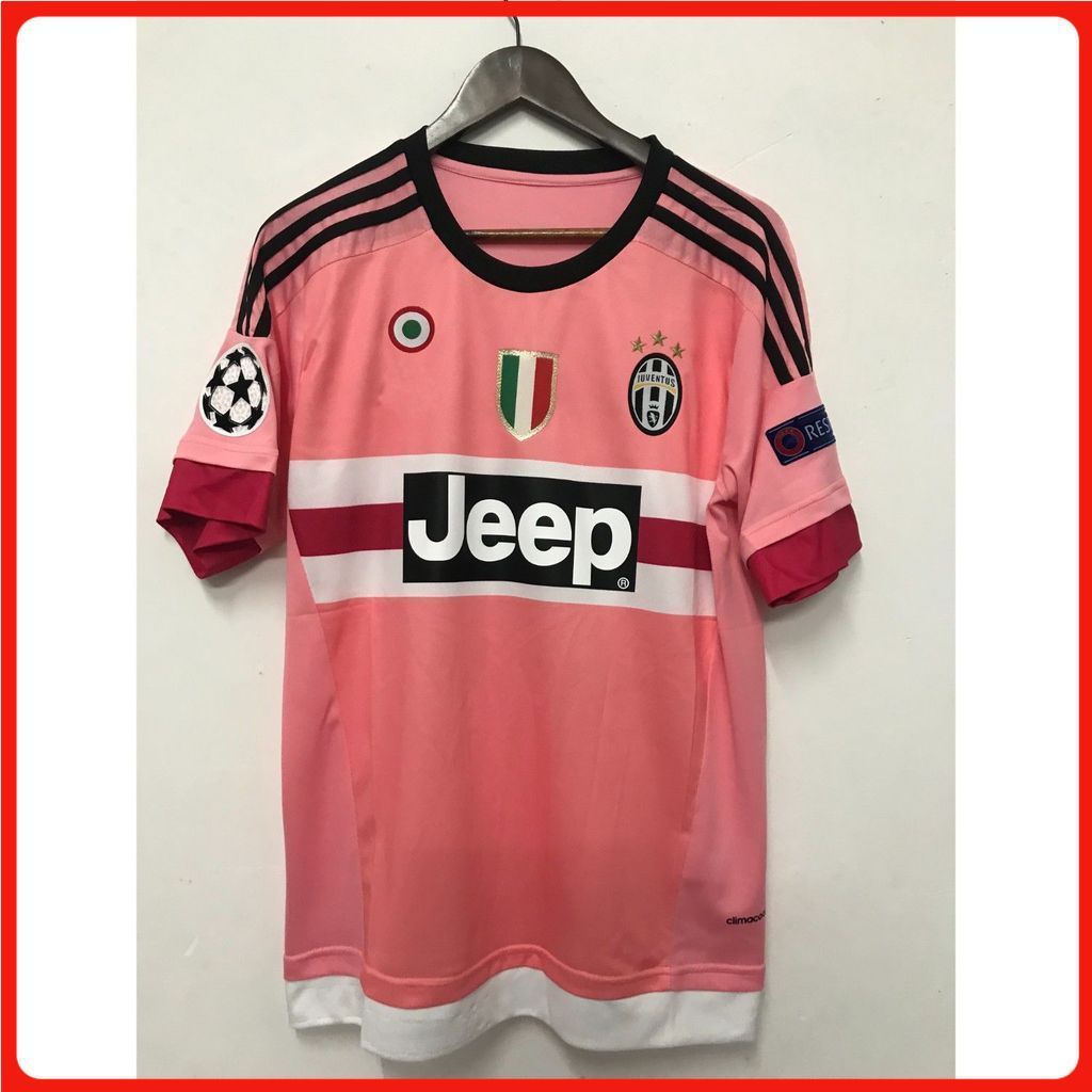 15-16 Juventus Pink Retro Football Short Sleeve Shirt S-2XL