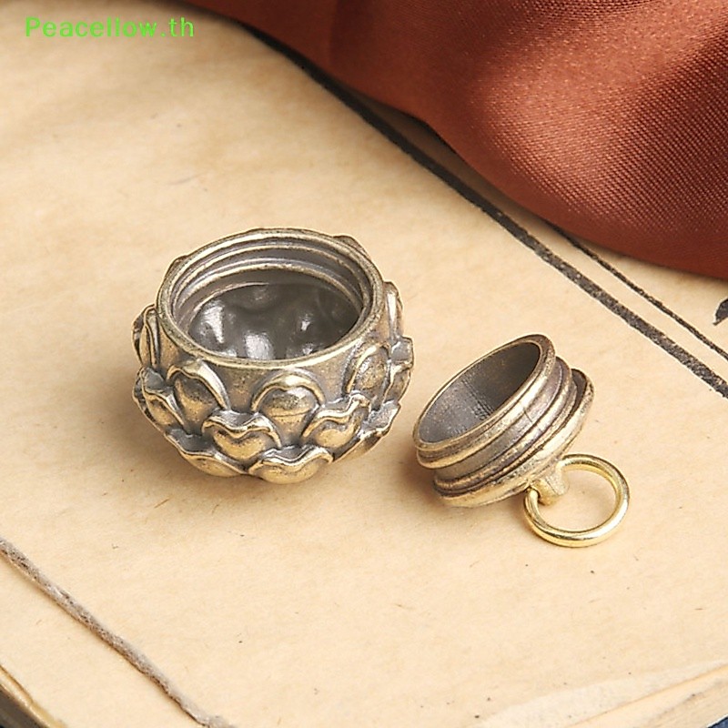 Peacellow ทองเหลือง Lotus Ch ที่ใส่ธูป Lucky จี้ขวดบรรจุยา TH