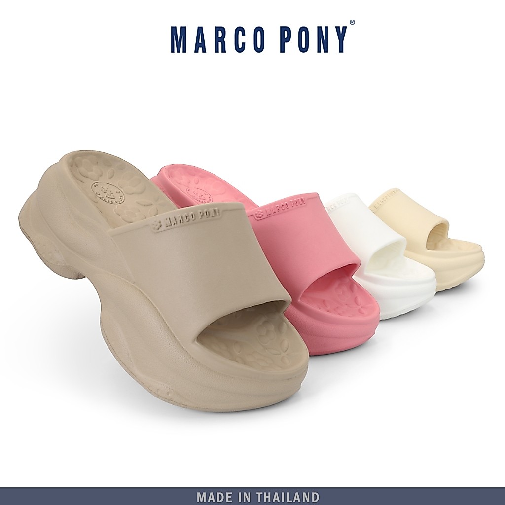 Marco Pony รองเท้าแตะผู้หญิง รองเท้าแบบสวม ส้นหนา 7 ซม  รองเท้านิ่มเหมือนเหยียบอึ กันลื่นและทนทาน สะดวกสบายทุกฤดู MH9024
