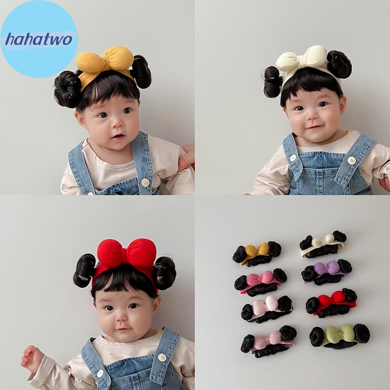 Ha แฟชั่นน่ารักเด็กทารกเด็กวิกผมเด็กผู้หญิง Bow วิกผม Hairband ทารกแรกเกิดวัยหัดเดินวิกผมหมวก Hairpiece คอสเพลย์ Headwear TH
