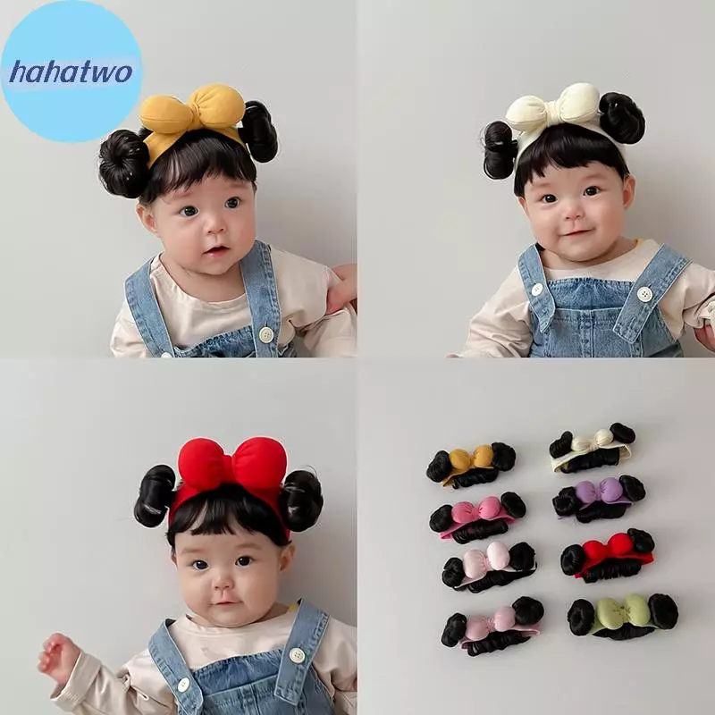 Ha แฟชั่นน่ารักเด็กทารกเด็กวิกผมเด็กผู้หญิง Bow วิกผม Hairband ทารกแรกเกิดวัยหัดเดินวิกผมหมวก Hairpiece คอสเพลย์ Headwear TH