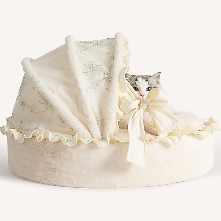 CheesePet เตียงนอนสำหรับสัตว์เลี้ยงสไตล์ฝรั่งเศส ลูกไม้ตาข่าย คล้ายเปลนางฟ้า สำหรับหมาและแมว