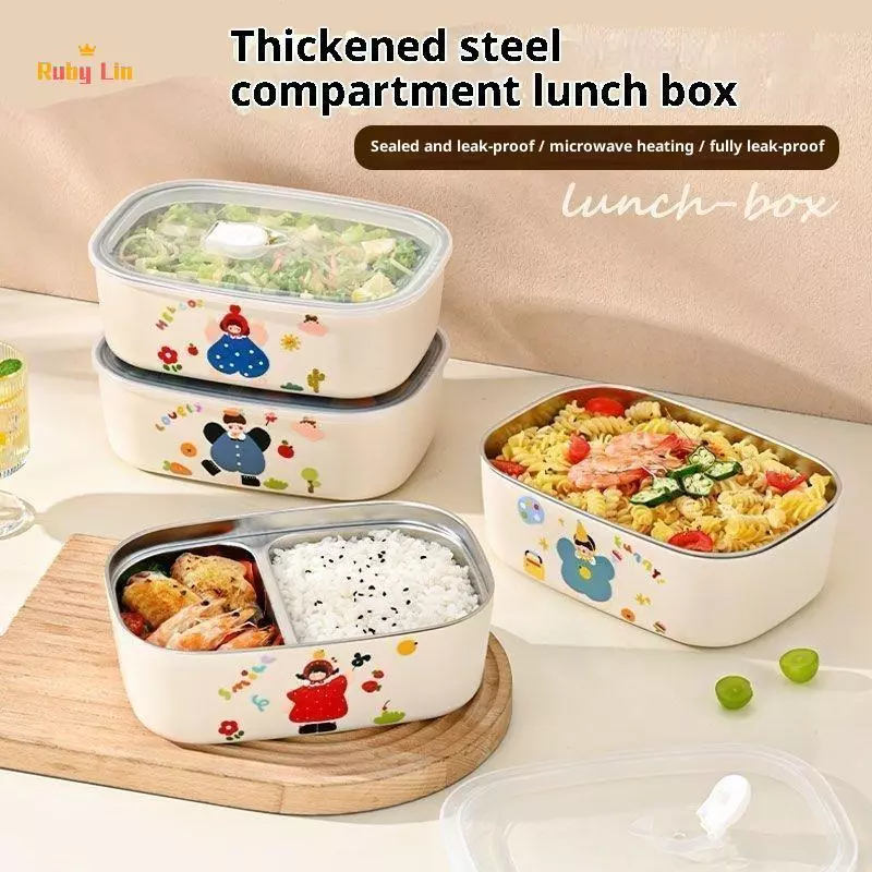 Ruby Lin กล่องข้าวพกพามีช่องแยก ขนาด1000ML/1500ML ทนอุณหภูมิ -20 ถึง 200°C มีวาล์วระบายลม อุ่นน้ำร้อนและไมโครเวฟได้