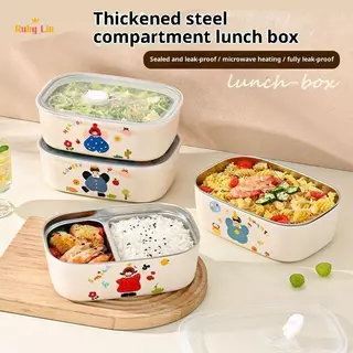 Ruby Lin กล่องข้าวพกพามีช่องแยก ขนาด1000ML/1500ML ทนอุณหภูมิ -20 ถึง 200°C มีวาล์วระบายลม อุ่นน้ำร้อนและไมโครเวฟได้
