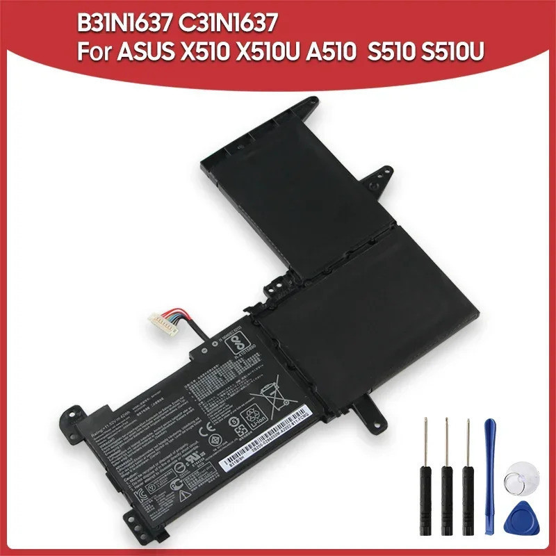 เปลี่ยนแบตเตอรี่ B31N1637 สําหรับ ASUS F510U A510 S510 X510 X510U S510U F510 C31N1637 42Wh 3653mAh