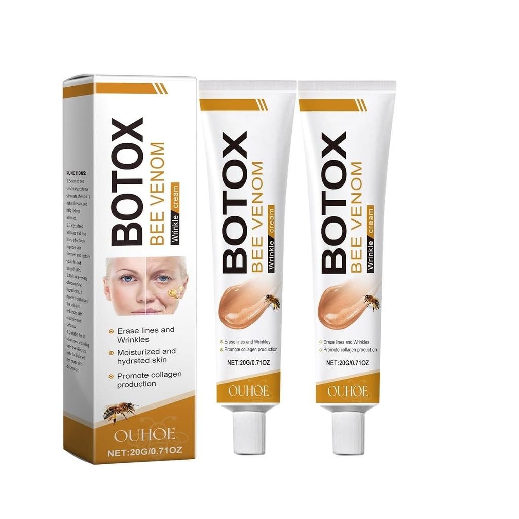 Yaper 2 ชิ้น Botox Bee Venom Skin Cream, กําจัดริ้วรอยต่อต้านริ้วรอยสําหรับทุกสภาพผิว Moisturizer คร