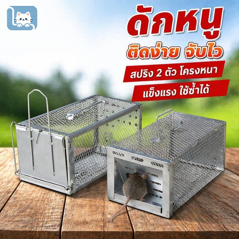ENJOY LIFE SHOP กับดักหนูสปริง กรงดักหนูโลหะหนา แข็งแรง จับหนูบ้าน หนูใหญ่ ใช้งานในบ้าน ร้านอาหาร