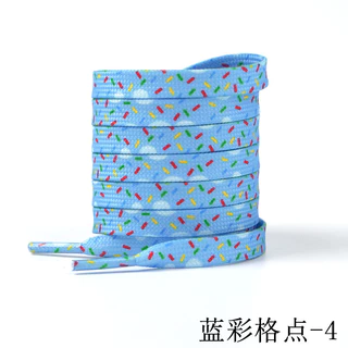 8 มม.บล็อกสี Polka Dot เชือกผูกรองเท้าแบน, Ice Cream Stripe JK สีเปลี่ยน Laces สําหรับกีฬารองเท้าผ้าใบลําลอง 1 คู่