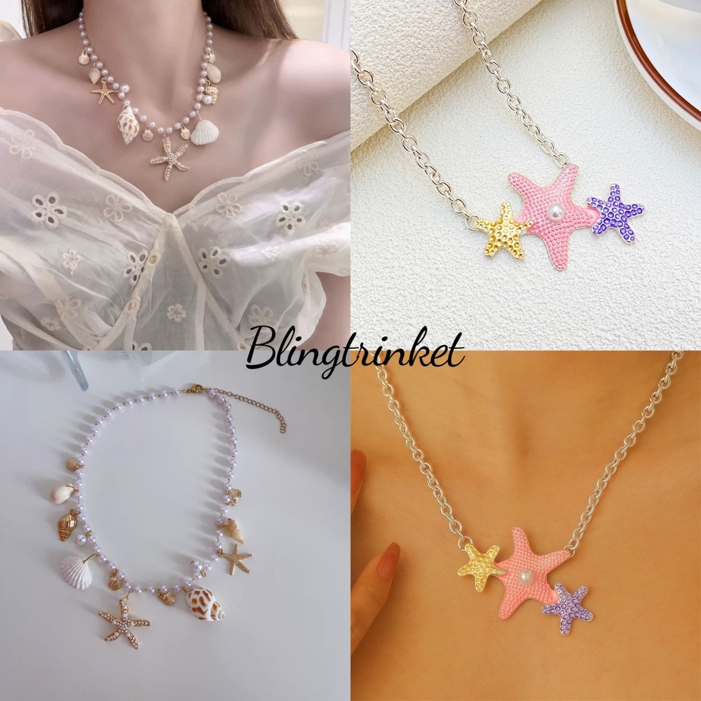 BlingTrinket ✨✨ สร้อยคอ. จี้ปลาดาวโดพามีน สร้อยคอมุก ราคาที่เอื้อมถึง แฟการออกแบบ พร้อมส่งในไทย