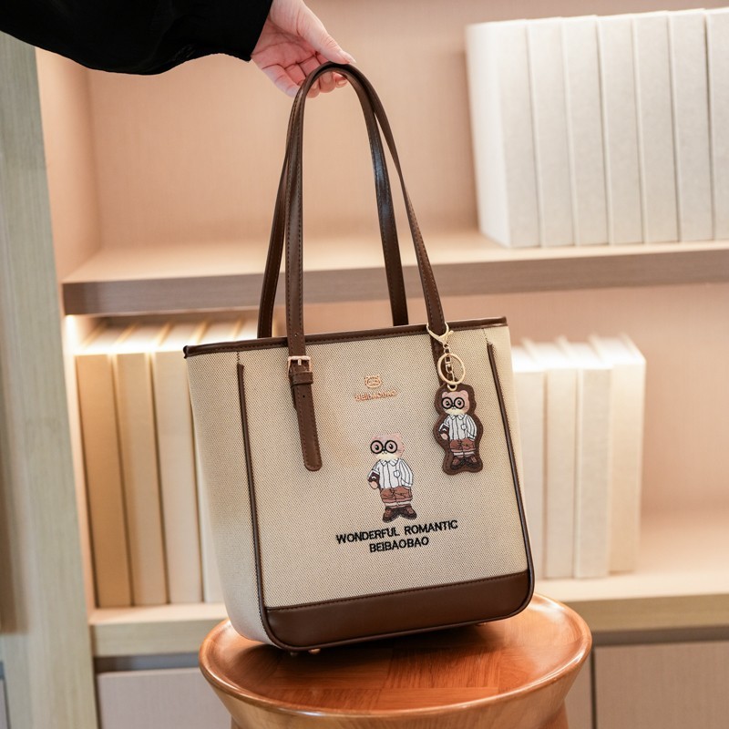 กระเป๋าสุภาพสตรีแบบหมีปัก ทรงถังสไตล์เกาหลี สายสะพายไหล่ข้างเดียว ออกแบบสำหรับสวมใต้วงแขน ความจุมาก ใช้งานได้หลายโอกาส - รูปที่ 5