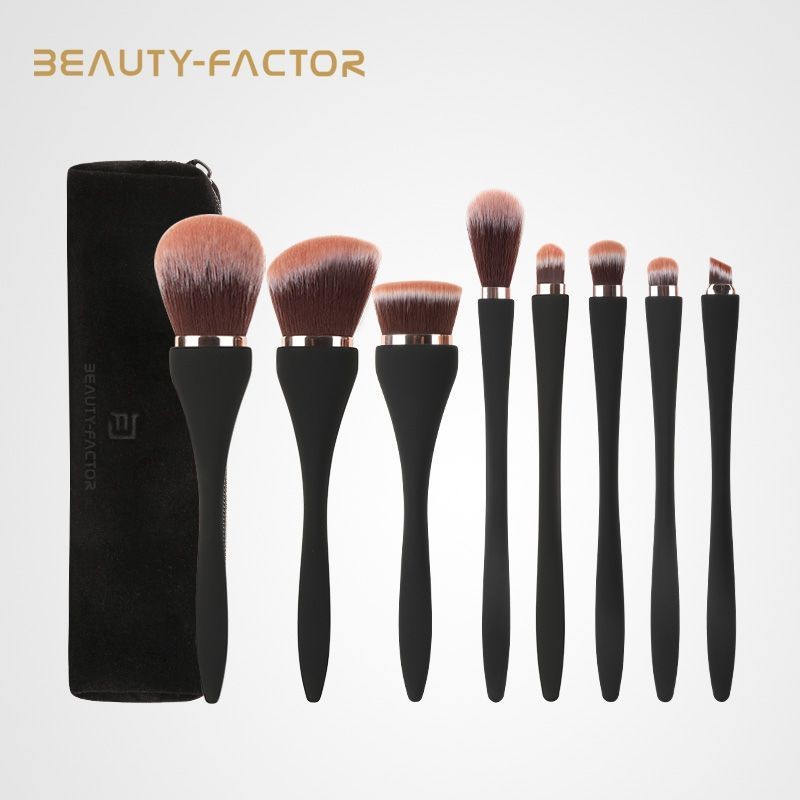 รุ่นมินิของ Black Ray 8 ชุดอายแชโดว์แป้งฝุ่น c#迷你版黑耀8支套散粉眼影遮瑕粉底刷新手便携化妆刷旅行套装4444