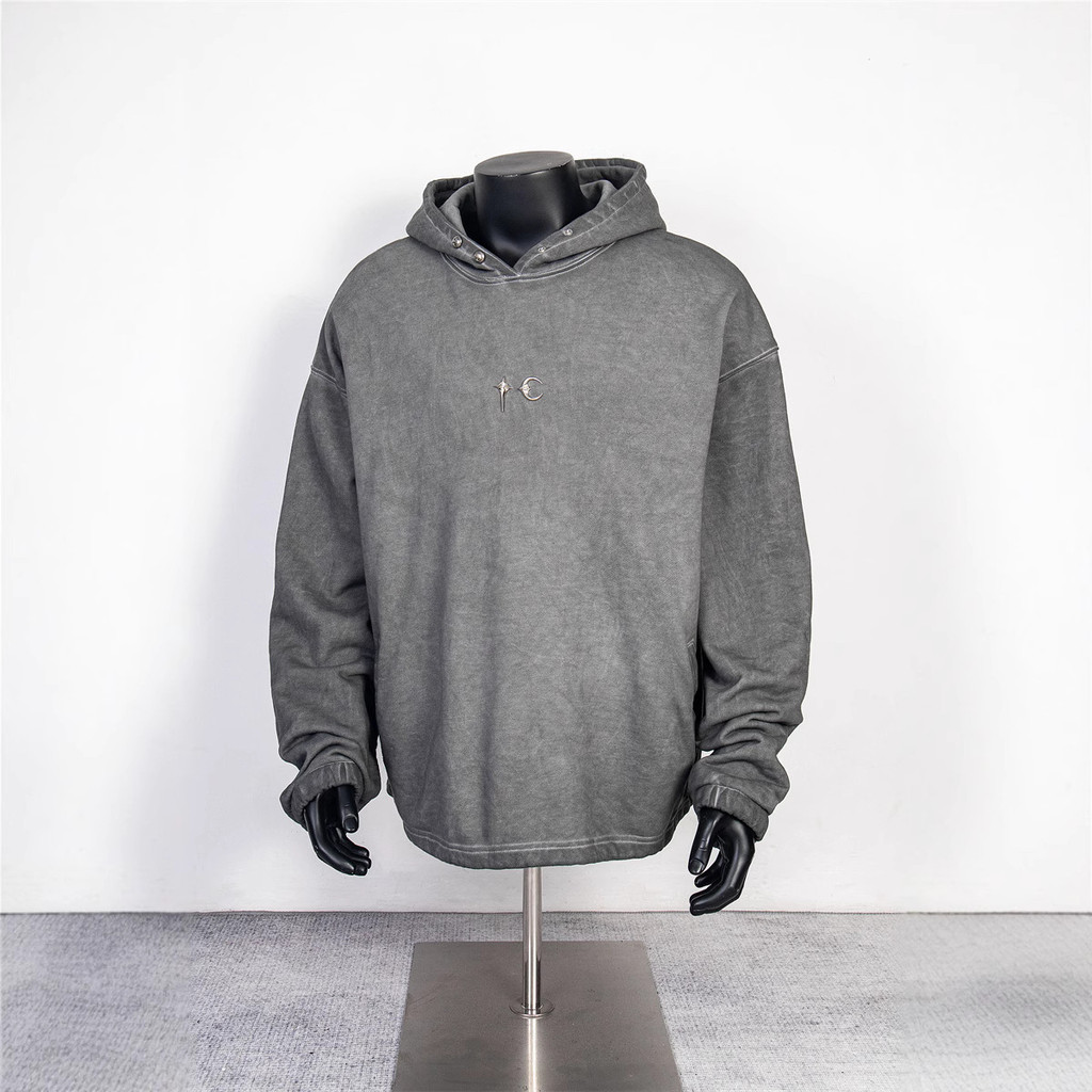 LNUQ THUG CLUB Thug Club Washed Hoodie Loose Fit Unisex American Hip-Hop Style Sweatshirt Trendy