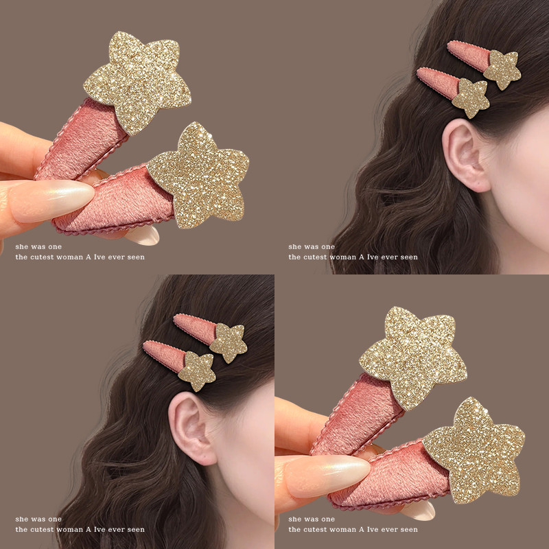 พินผมลายดาวสีแดง เครื่องประดับผมแฟชั่นใหม่