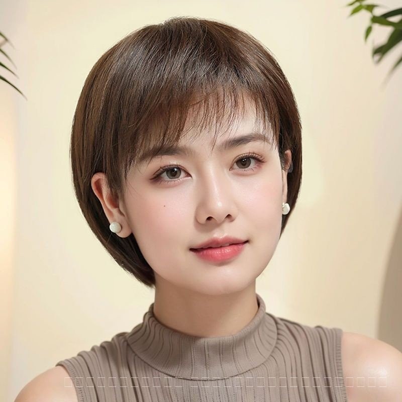 วิกผมเต็มศีรษะสำหรับผู้หญิง สไตล์ผมบ๊อบสั้น ทำจากเส้นใยธรรมชาติและไหม ออกแบบมาเพื่อสวมใส่ได้สบาย