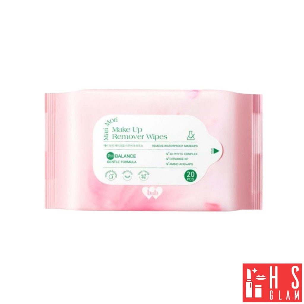 bnb barenbliss mari mori make up remover wipes แผ่นเช็ดทำความสะอาดเครื่องสำอาง สูตรอ่อนโยน