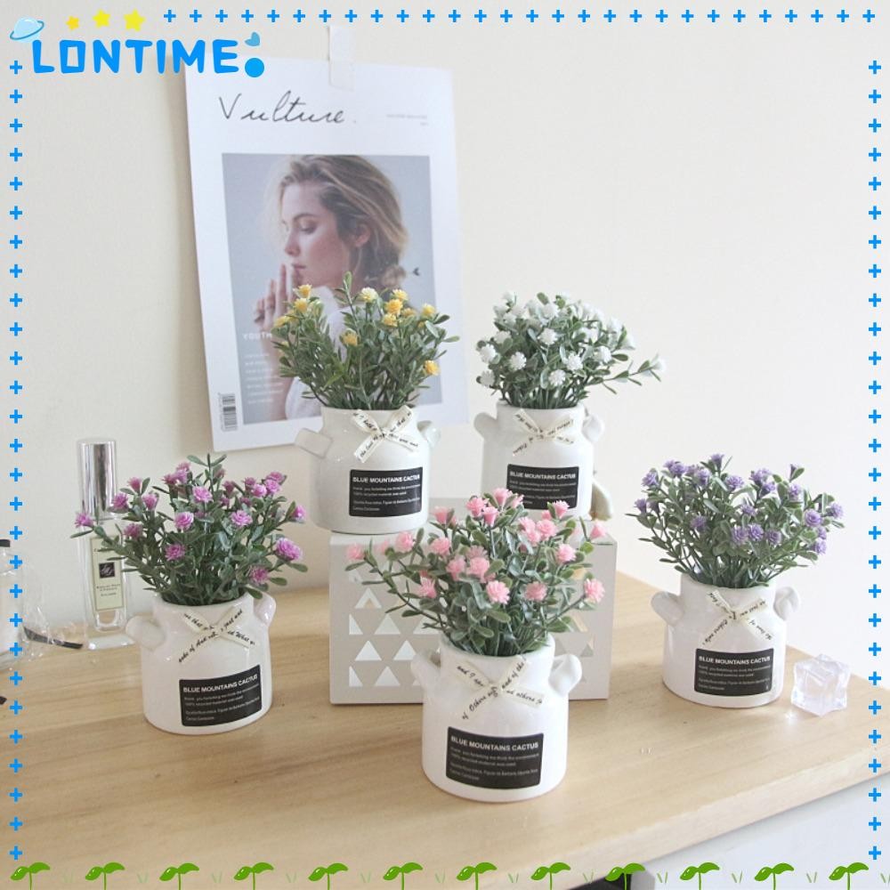 LONTIME หม้อบอนไซเซรามิคดอกไม้Mini Gypsophila พร้อมกระถาง สำหรับDIY ของขวัญและตกแต่งบ้าน