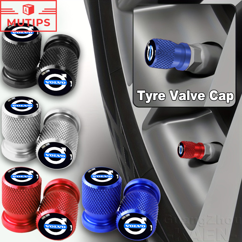 Volvo 2/4 ชิ้น ชุด จุกปิดลมยางรถยนต์ อลูมิเนียมอัลลอย จุ๊บลม จุกลมยางรถยนต์ ล้อวาล์วป้องกัน สําหรับ V60 XC60 S60 S80 XC90 XC40 C40 EX30