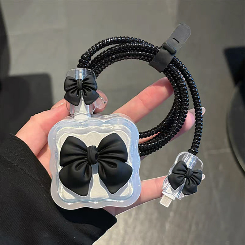 (1เซตมี5ชิ้น )พร้อมส่งจากไทย ลายการ์ตูน สําหรับ iPhone 20w 18w ฝาครอบป้องกันสายเคเบิลข้อมูลสไตล์โบว์บีด ฝาครอบป้องกันเคร