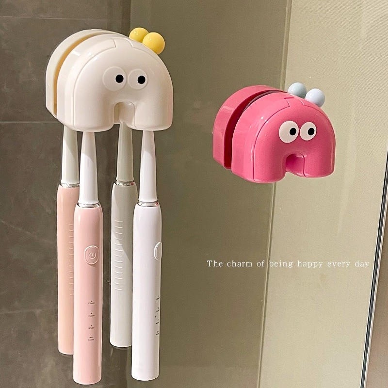 พร้อมส่ง ผู้ถือแปรงสีฟัน ชั้นวางแปรงสีฟัน การ์ตูน ติดผนัง ไม่จำเป็นต้องเจาะรู สไตล์น่ารัก ของใช้ในหอ - รูปที่ 7