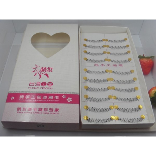 [ราคาหนึ่งคู่] ไต้หวันขนตาปลอมที่ทําด้วยมือบริสุทธิ์029ก้านโปร่งใสญี่ปุ่นโคจิดอลลีวิ้งข้ามล่างขนตา