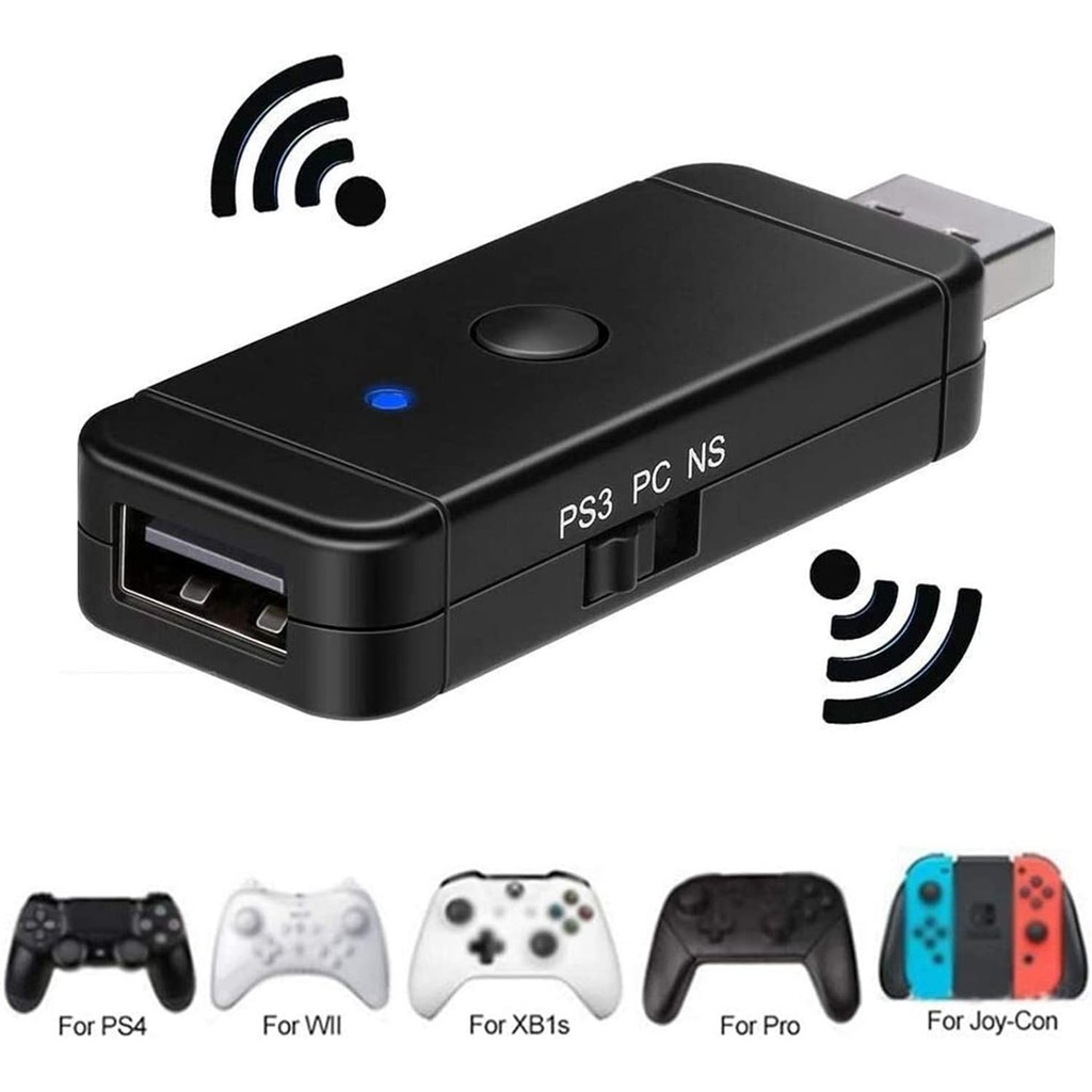 JZW-Shop อะแดปเตอร์คอนโทรลเลอร์ไร้สายอะแดปเตอร์คอนโทรลเลอร์บลูทูธรองรับสวิตช์ไร้สาย/PC /PS4/PS3/สวิต