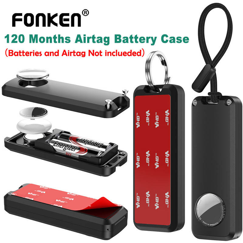 Fonken AirTag เคสแบตเตอรี่แบบขยาย 120 เดือนใช้แบตเตอรี่ AA กล่องชาร์จแม่เหล็กกันน้ํา