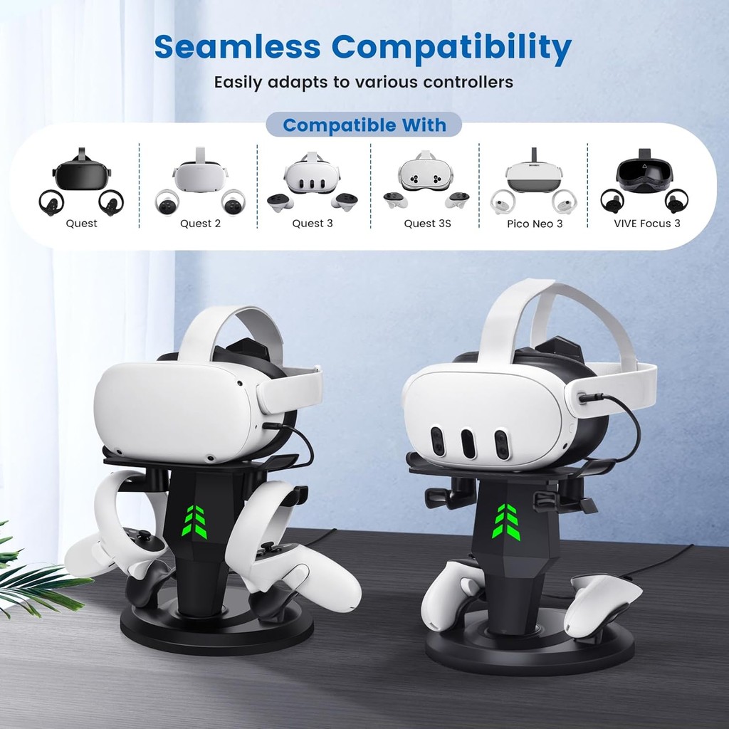 VR ชุดหูฟังแท่นชาร์จสําหรับ Meta Quest 3/Quest 3S/Quest 2, แท่นชาร์จ VR สําหรับ Quest 3 อุปกรณ์เสริม
