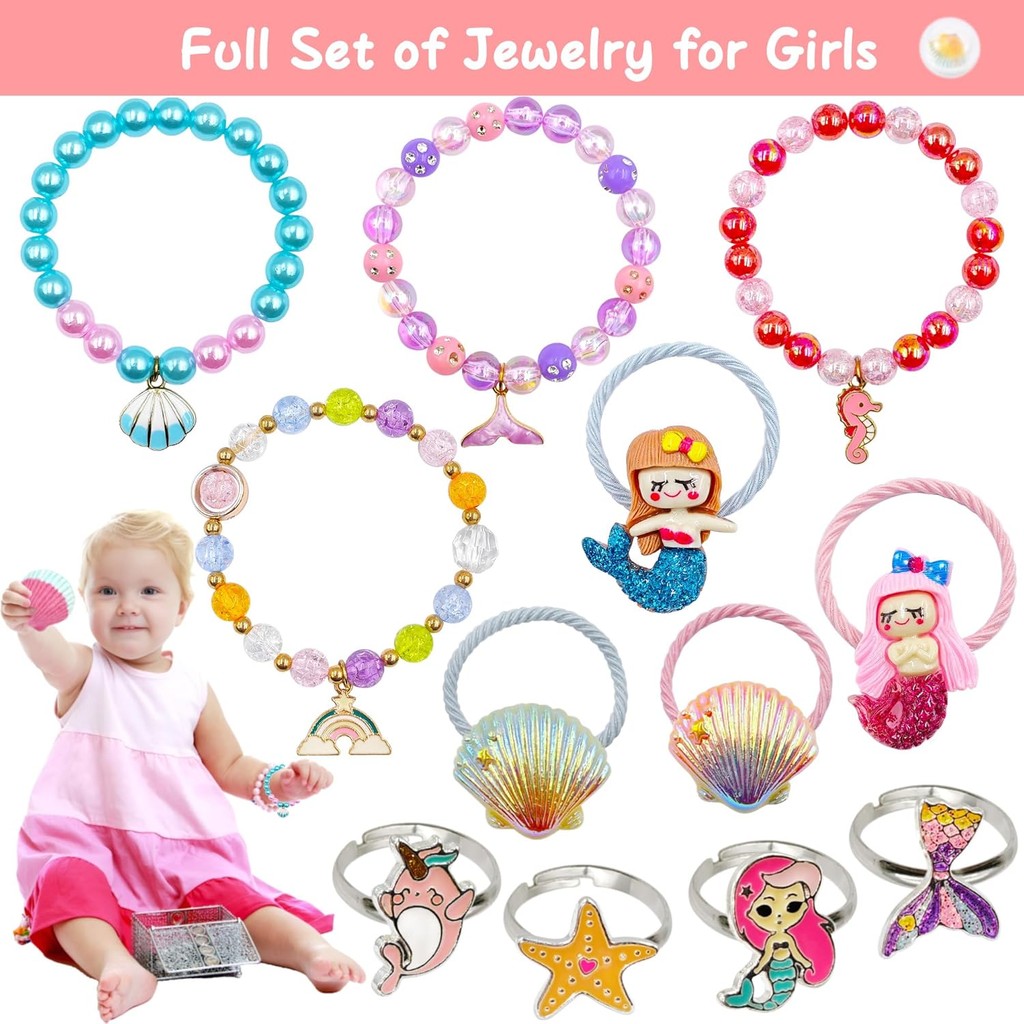 Mermaid Bath Bombs สําหรับเด็กผู้หญิงเซอร์ไพรส์ภายใน, 6 ชิ้นธรรมชาติ Fizzy Princess Fun Shell Bubble