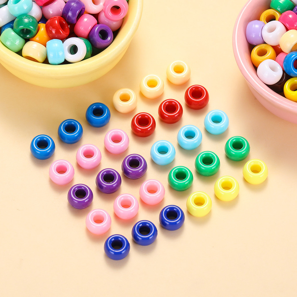 200 ชิ้นที่มีสีสันคริลิคหลุมใหญ่ลูกปัดแบนลูกปัด DIY แฮนด์เมดสร้อยข้อมือสร้อยคอเครื่องประดับเครื่องประดับ