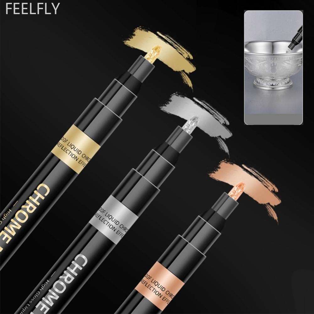 FEELFLY Mirror Marker Pen DIY ปากกาสีสะท้อนแสงกระจก Markers Chrome Gold Silver Paint Marker ลายเซ็นร