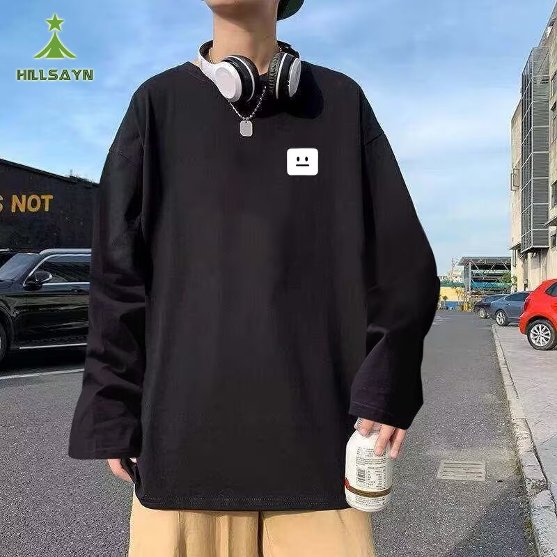 เสื้อยืดแขนยาวสำหรับผู้ชาย ทรงคลาย สไตล์แฟชั่น สำหรับสวมใส่ทุกวัน