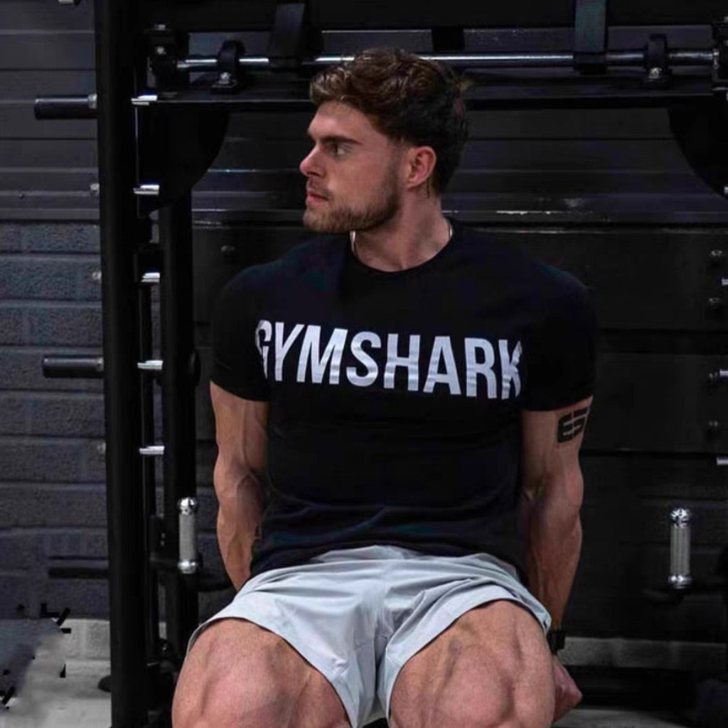 Gymshark impact Letter Short Sleeve Stretch Slim-fit Sports Training T-Shirt Men
