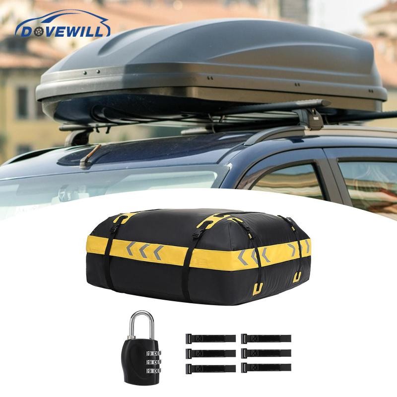 [Dovewill] 15 Cubic Feet Car Rooftop Bag with Door Hooks Waterproof Rooftop Carrier Bag