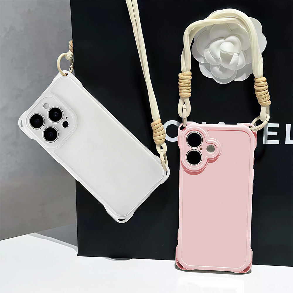 แฟชั่น กันกระแทกสี่มุม For iPhone 13 16 15 14 11 12 Pro Max Plus เคส พร้อมสายรัดข้อมือฝาครอบโทรศัพท์ เคสไอโฟนหรูหราไฮโซ