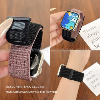 สายไนลอนบล็อกสีเหมาะสําหรับ iWatch 11/SE3/10/9/8/7/6/5/4/3/2/1 สาย Velcro เหมาะสําหรับ 49/46/45/44/42/41/40/38 มม.