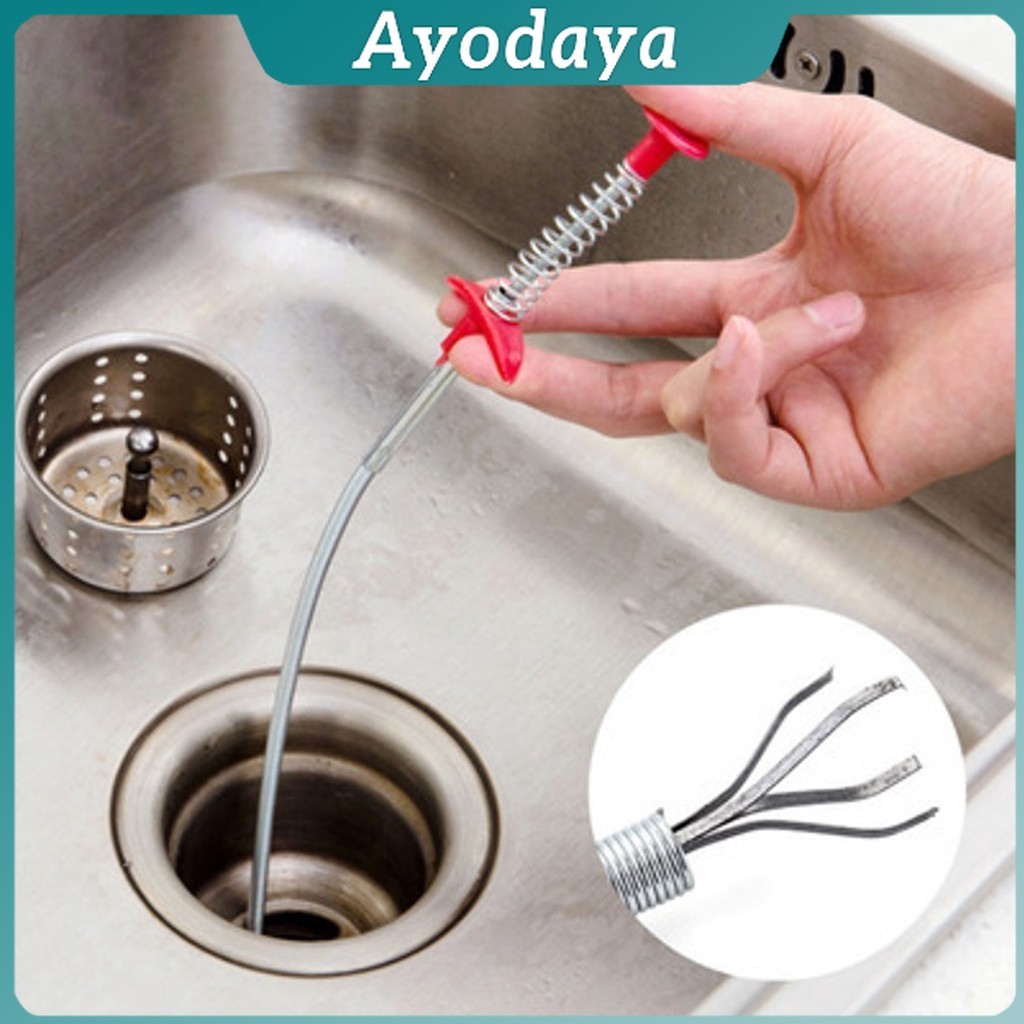 Ayo งูเหล็กทะลวงท่อตัน แก้ท่อตัน สปริงทะลวงท่อตัน งูเหล็ก (ยาว60 เซน 60cm) Drain Pipe Jam Cleaner