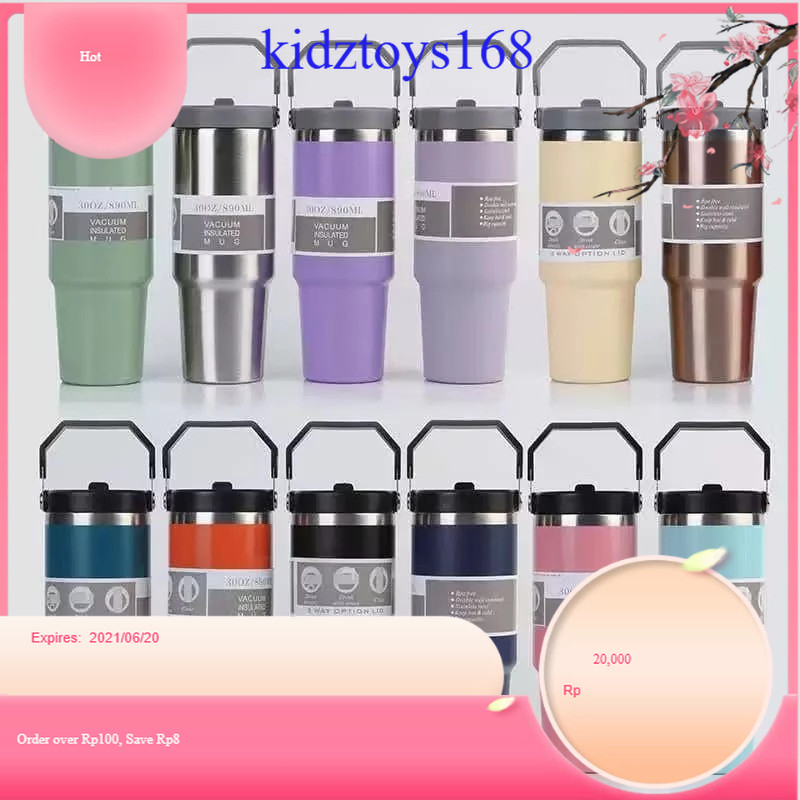 KDZ168 TUMBLER HANDLE PREMIUM STAINLESS 900ML 3IN1 / ขวดเครื่องดื่มต้านทานความเย็นและความร้อน